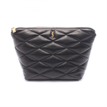 SAINT LAURENT PARIS Sado Cosmetic Bag Pouch 8344811EL071000 Lambskin Black NEW