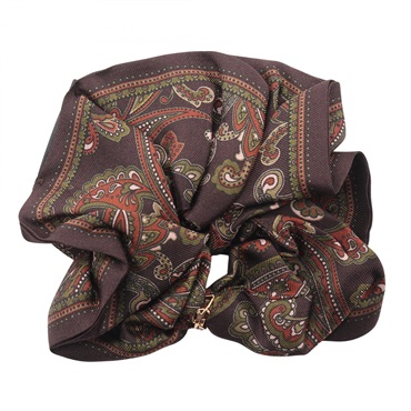 SAINT LAURENT PARIS YSL Monogram Scrunch  8332833Y0012565 silk Brown NEW Women