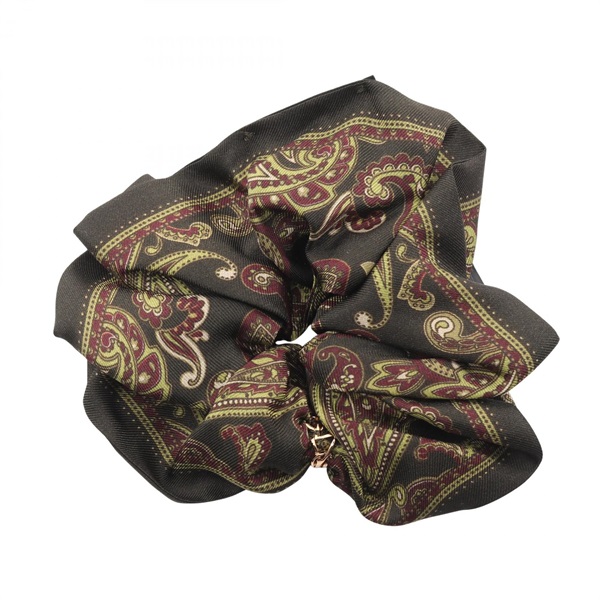 SAINT LAURENT PARIS YSL Monogram Scrunch 8332833Y0013388 silk Khaki NEW Women