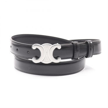 CELINE Medium Triomphe Belt 45AKA3A0138SI85 Leather Black #85 NEW Women