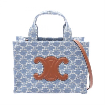 CELINE Small Cabas Thais Shoulder Tote Bag 199162GN307EW canvas Blue Brown NEW