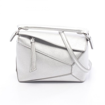 LOEWE Puzzle bag Mini 2Way Shoulder Handbag A510P88X431160 Leather Silver NEW