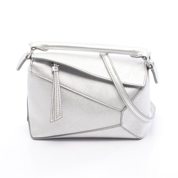 LOEWE Puzzle bag Mini 2Way Shoulder Handbag A510P88X431160 Leather Silver NEW