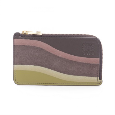 LOEWE Coin Landscape Card Holder/ Case C643Z40XA00017 leather Suede Brown NEW
