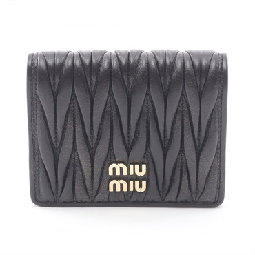 Miu Miu MATELASSE Bi-fold wallet 5MV204AF6QF0201 leather Black NEW Women GHW