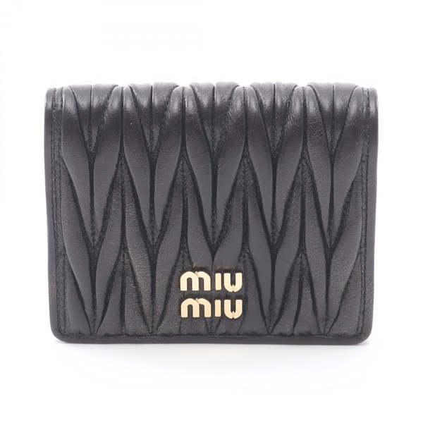 Miu Miu MATELASSE Bi-fold wallet 5MV204AF6QF0201 leather Black NEW Women GHW