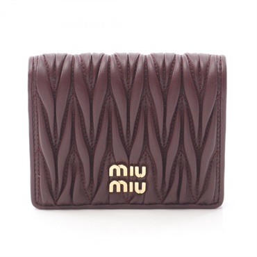 Miu Miu MATELASSE'MIU Bi-fold wallet 5MV204AFPPF0007 leather Bordeaux NEW Women