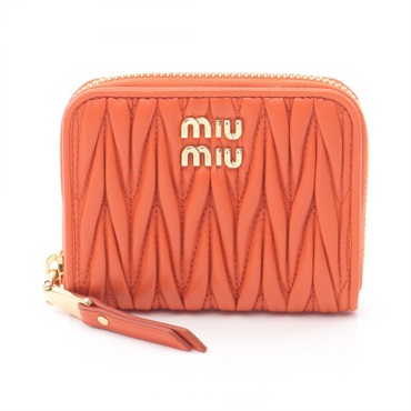 Miu Miu MATELASSE'MIU Zippy coin purse 5MM268AFPPF0049 leather Orange NEW Women