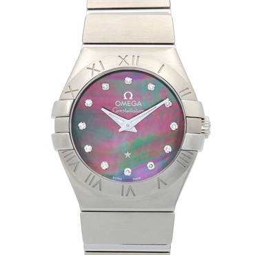 OMEGA Constellation Brush 12P Diamond Wrist Watch Quartz SS NEW Women