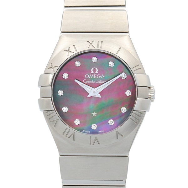 OMEGA Constellation Brush 12P Diamond Wrist Watch Quartz SS NEW Women