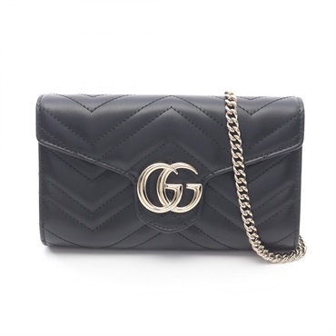 GUCCI GG Marmont chain Shoulder crossbody Bag 837745AAET81000 leather Black NEW