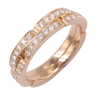 CARTIER Maillon PANTHERE Half Diamond Ring 18KRG Used #50 Women US Size 5