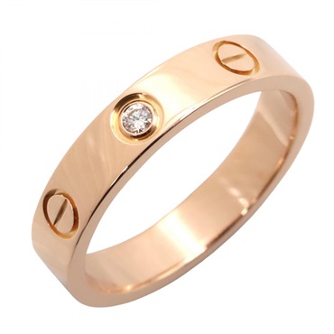 CARTIER Mini Love 1P Diamond Ring 18KPG Rose Gold Used women US size 5.5 #51
