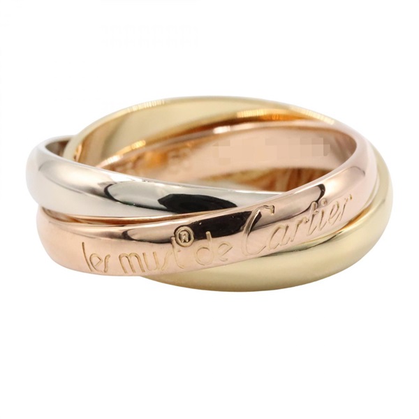 CARTIER Trinity Ring 18KYG 18KPG 18KWG Three gold used women US size 5.25 #50