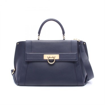 Salvatore Ferragamo Sofia Gancini 2Way Shoulder Handbag leather Navy Used Women