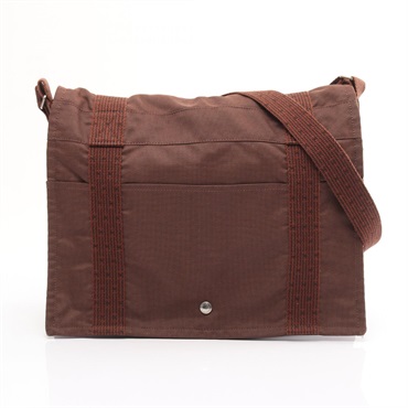 HERMES Herline Basas MM Shoulder crossbody Bag canvas Brown Used unisex SHW