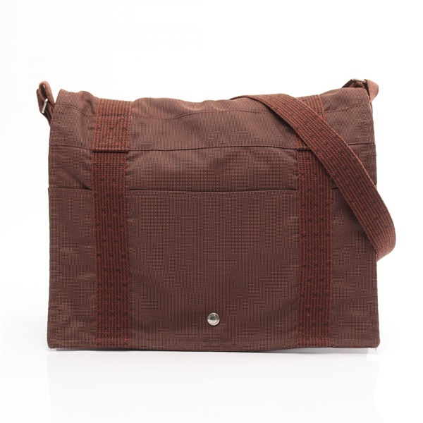 HERMES Herline Basas MM Shoulder crossbody Bag canvas Brown Used unisex SHW