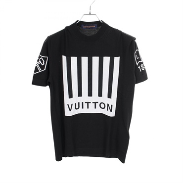 LOUIS VUITTON Barcode and earth knitwear RM192M wool Black white Used mens #XS