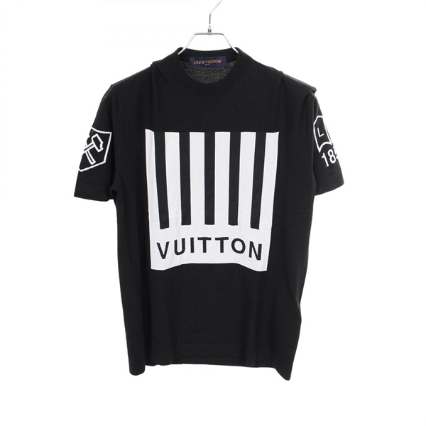 LOUIS VUITTON Barcode and earth knitwear RM192M wool Black white Used mens #XS