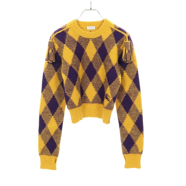 BURBERRY knit wool Yellow Purple #XS Used Women
