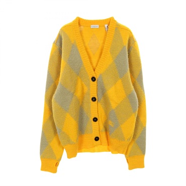 BURBERRY Cardigan sweater wool Yellow Gray Women size L
