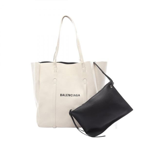 BALENCIAGA Everyday Tote S Shoulder Bag 475199 leather White Used Women logo