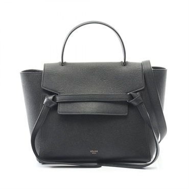 CELINE MICRO 2Way Shoulder Belt Handbag leather Black Used Women