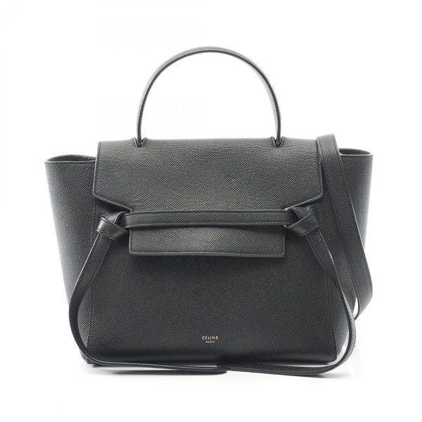 CELINE MICRO 2Way Shoulder Belt Handbag leather Black Used Women