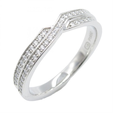 HARRY WINSTON Trist Two-Row Ring Pt900 Platinum Diamond Used women US size 7.25