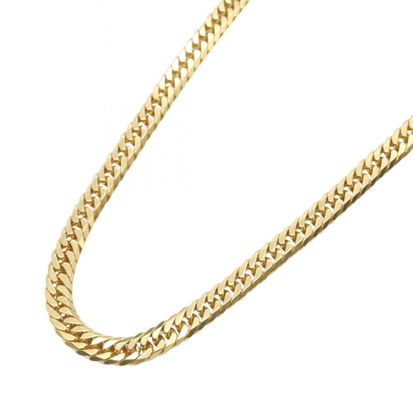 JEWELRY Double 6 Side Flat link Chain Necklace 18KYG Yellow Gold Used 60㎝