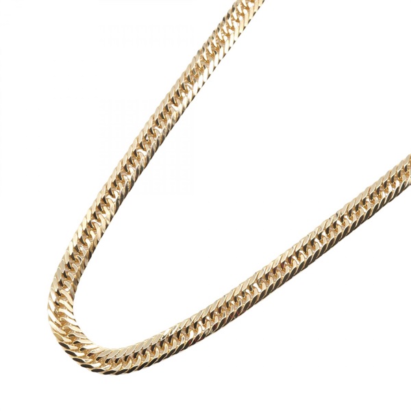 JEWELRY Triple 6 Side Flat Link Curb Chain Necklace 18KYG Yellow Gold Used 45㎝