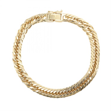 JEWELRY Triple 6 sided Curb lingk chain Bracelet 18KYG Yellow Gold Used unisex