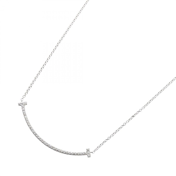TIFFANY＆CO T Smile Small Diamond Necklace 18KWG White Gold Used Women