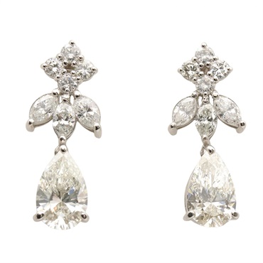 JEWELRY Diamond Pierced earrings Pt900 Platinum Used Women