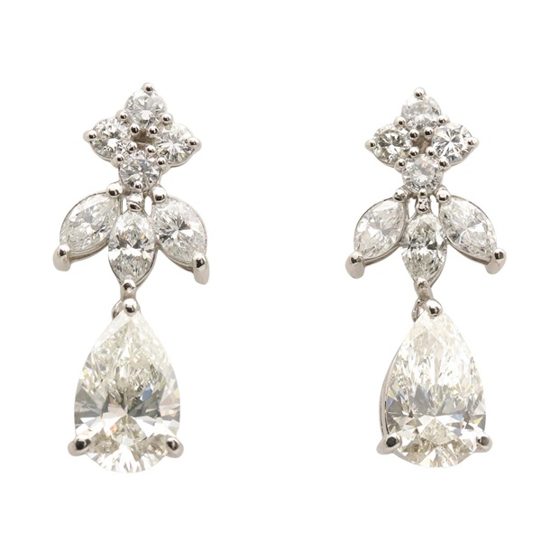 JEWELRY Diamond Pierced earrings Pt900 Platinum Used Women