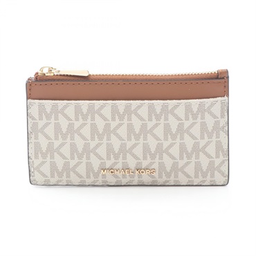 Michael Kors JET SET wallet 32F5GJ6D8B149 leather PVC White Brown NEW Women