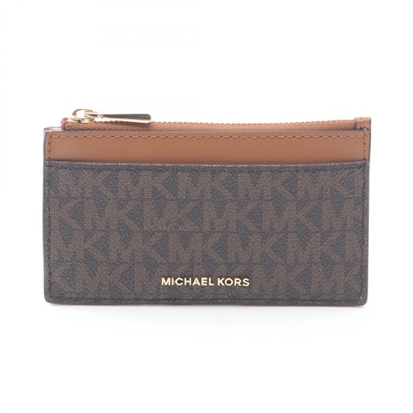Michael Kors JET SET coin purse Wallet GJ6D8B252 leather canvas Brown NEW Women
