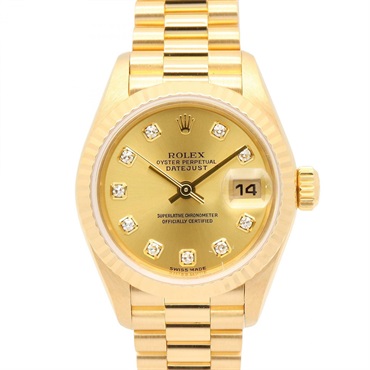 ROLEX Datejust 10P Diamond K Wrist Watch 79178G Automatic 18KYG Gold Used Women