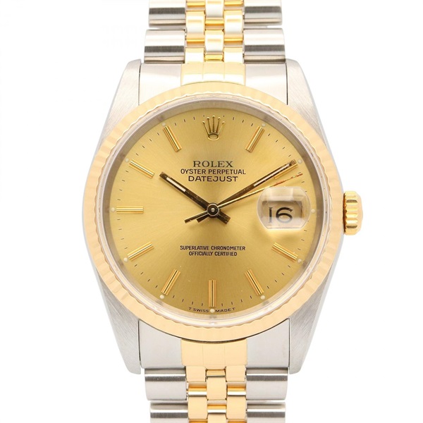 ROLEX Datejust R Wrist Watch 16233 Automatic 18KYG Yellow Gold SS Used mens