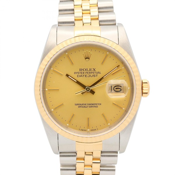 ROLEX Datejust R Wrist Watch 16233 Automatic 18KYG Yellow Gold SS Used mens