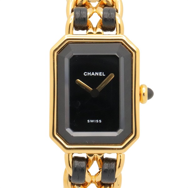 CHANEL Premiere S Wrist Watch H0001 Quartz Gold Plated Leather belt Used Women