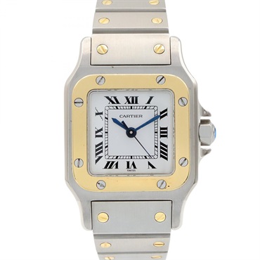 CARTIER Santosgalbe SM Wrist Watch 0902 Automatic 18KYG Gold SS Used Women
