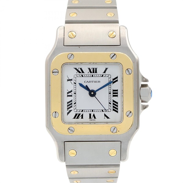 CARTIER Santosgalbe SM Wrist Watch 0902 Automatic 18KYG Gold SS Used Women