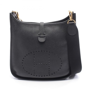 HERMES Evelyne 3 PM Shoulder crossbody Bag D Taurillon Clemence Black Used GHW