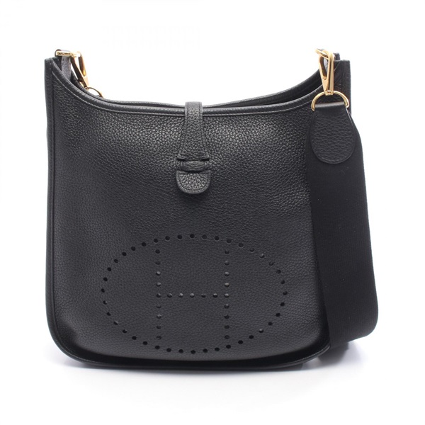 HERMES Evelyne 3 PM Shoulder crossbody Bag D Taurillon Clemence Black Used GHW