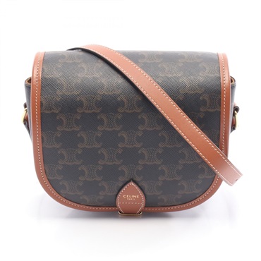 CELINE Folco Medium Triomphe Shoulder Bag 191502BZJ.04LU canvas leather Brown