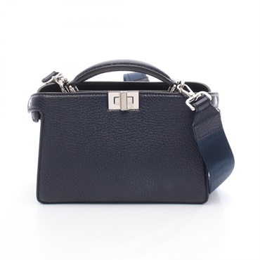 FENDI Peekaboo ISeeU ISeeU X-Cross 2Way Shoulder Handbag 7VA582 leather Navy