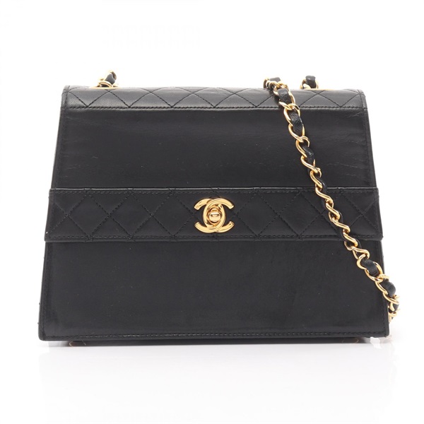 CHANEL Matelasse chain crossbody Shoulder Bag Lambskin Black Used Women GHW