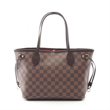 LOUIS VUITTON Neverfull PM Tote shoulder Bag N51109 Damier leather Ebene Used LV