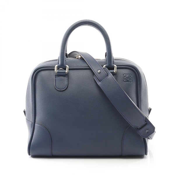 LOEWE Amazona 75 Shoulder Crossbody Handbag leather Navy Used Women